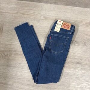NWT Levi's 311 Shaping Skinny Jeans Women 24 Blue Mid Rise Raw Hem 19626-0291